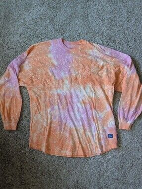 SOFT Walt Disney World Spirit Jersey Adult Medium Orange Pink Tie Dye Mickey